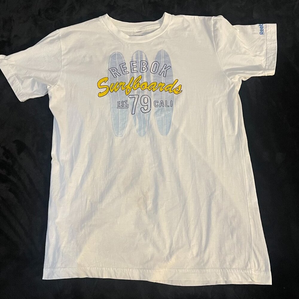 Reebok Surfboards Graphic Tee White Cali Surf Shirt Mens L - Picture 1 of 7